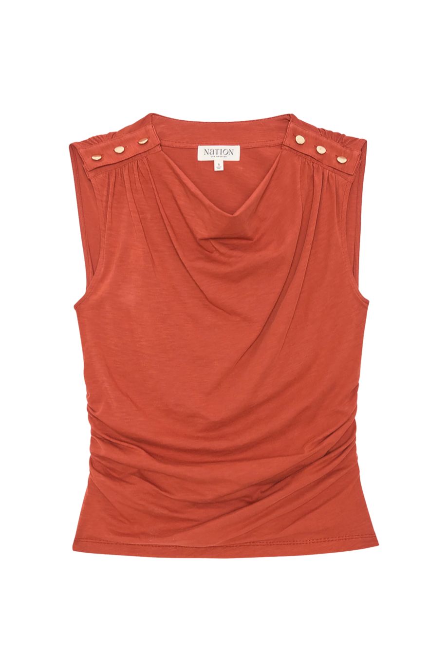 Alexia Cowl Neck Ruched Top Chestnut