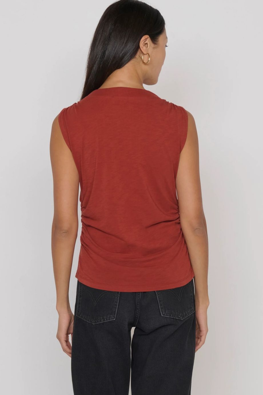 Alexia Cowl Neck Ruched Top Chestnut