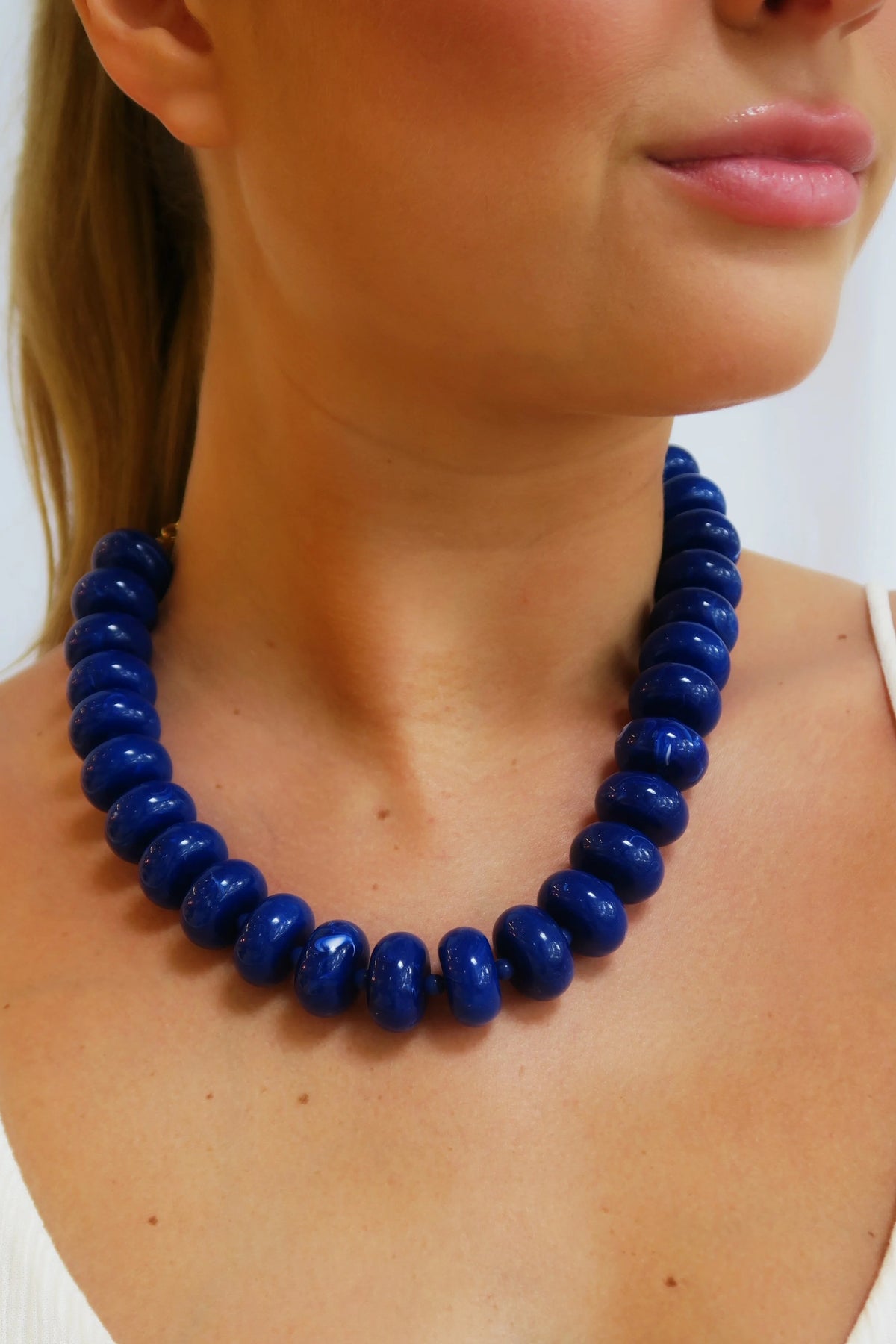 Catalina Beaded Collar Necklace Navy