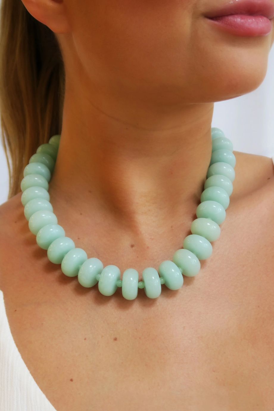 Catalina Beaded Collar Necklace Seafoam