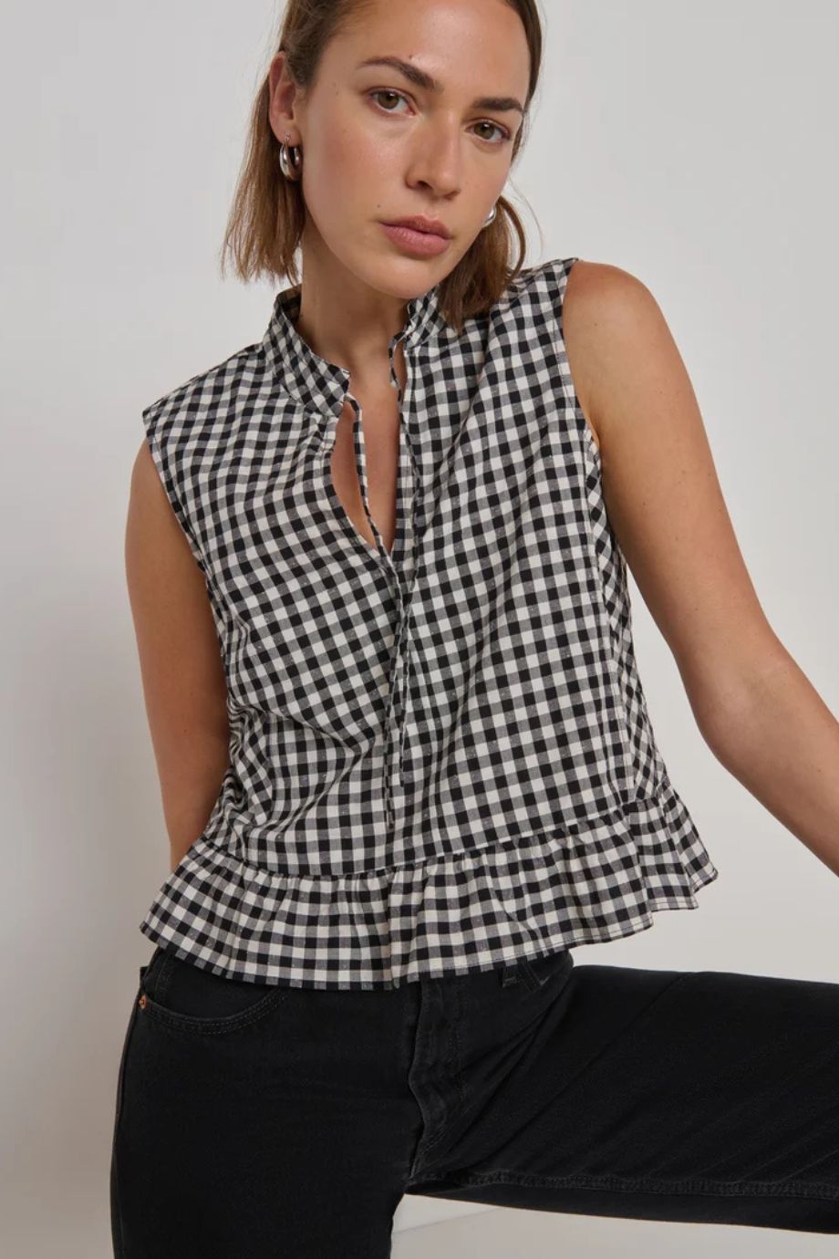 Dana Sleeveless Gingham Blouse