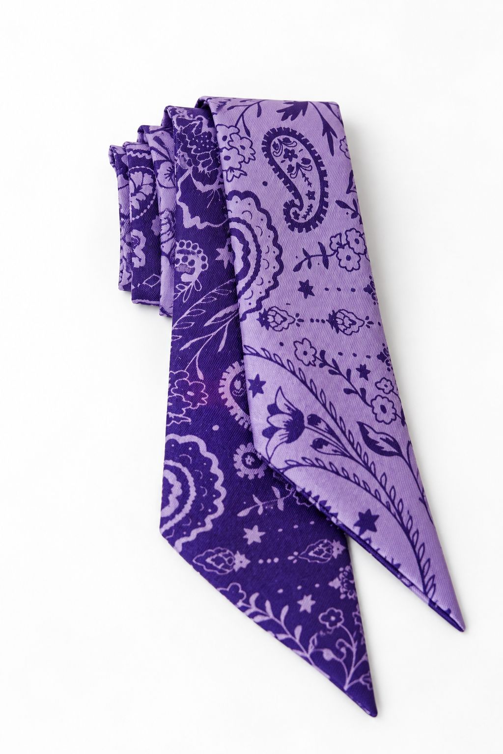 Deep Purple Silk Paisley Print Lasso Scarf