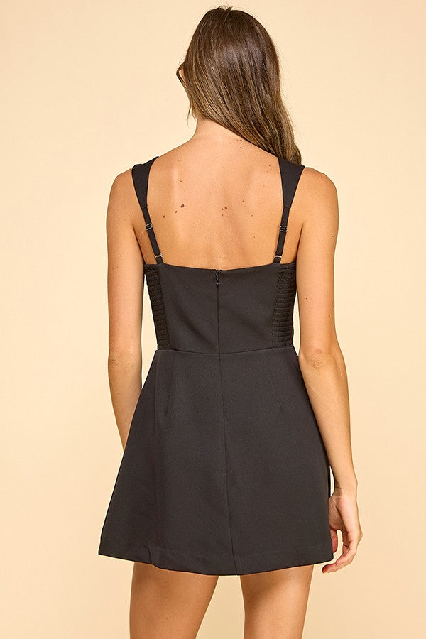 Ginny Black Mini Skort Romper