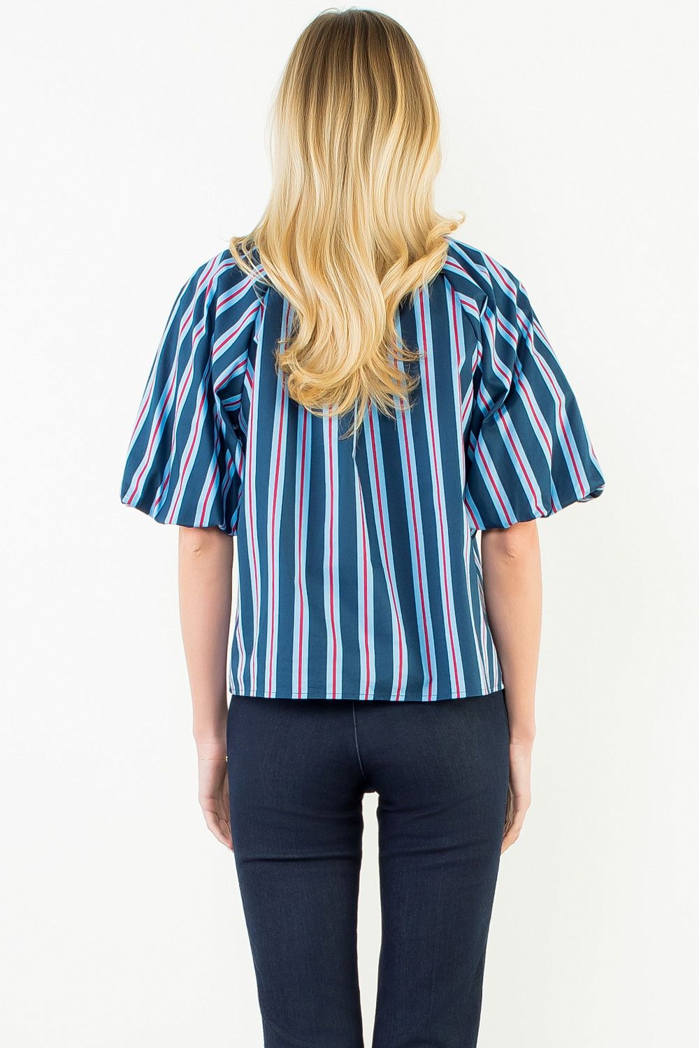 Kitt Striped Tie Neck Blouse