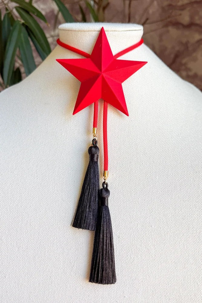 Lone Star Crimson With Red + Black Bolo Necklace
