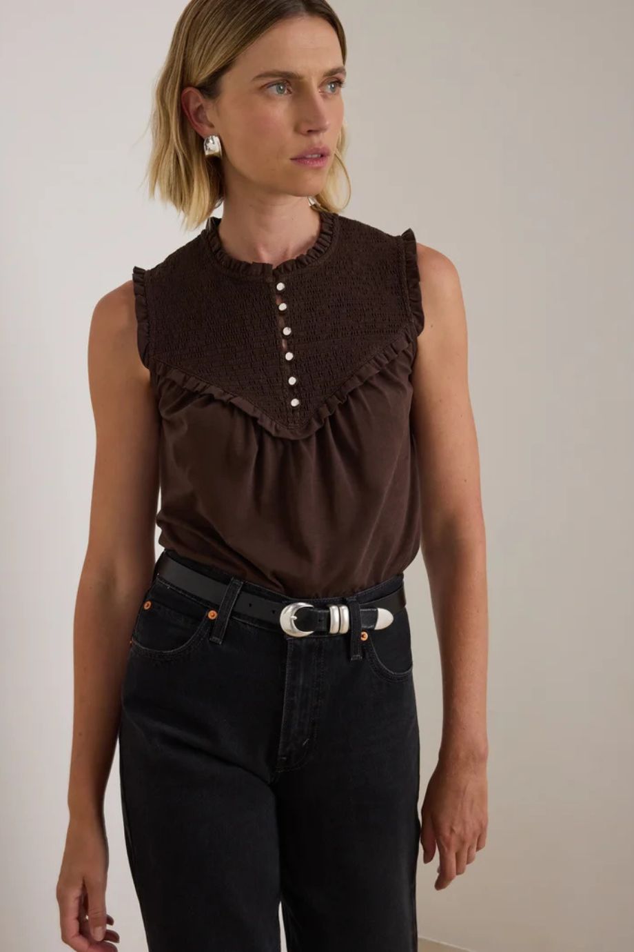 Nelly Smocked Top Cocoa