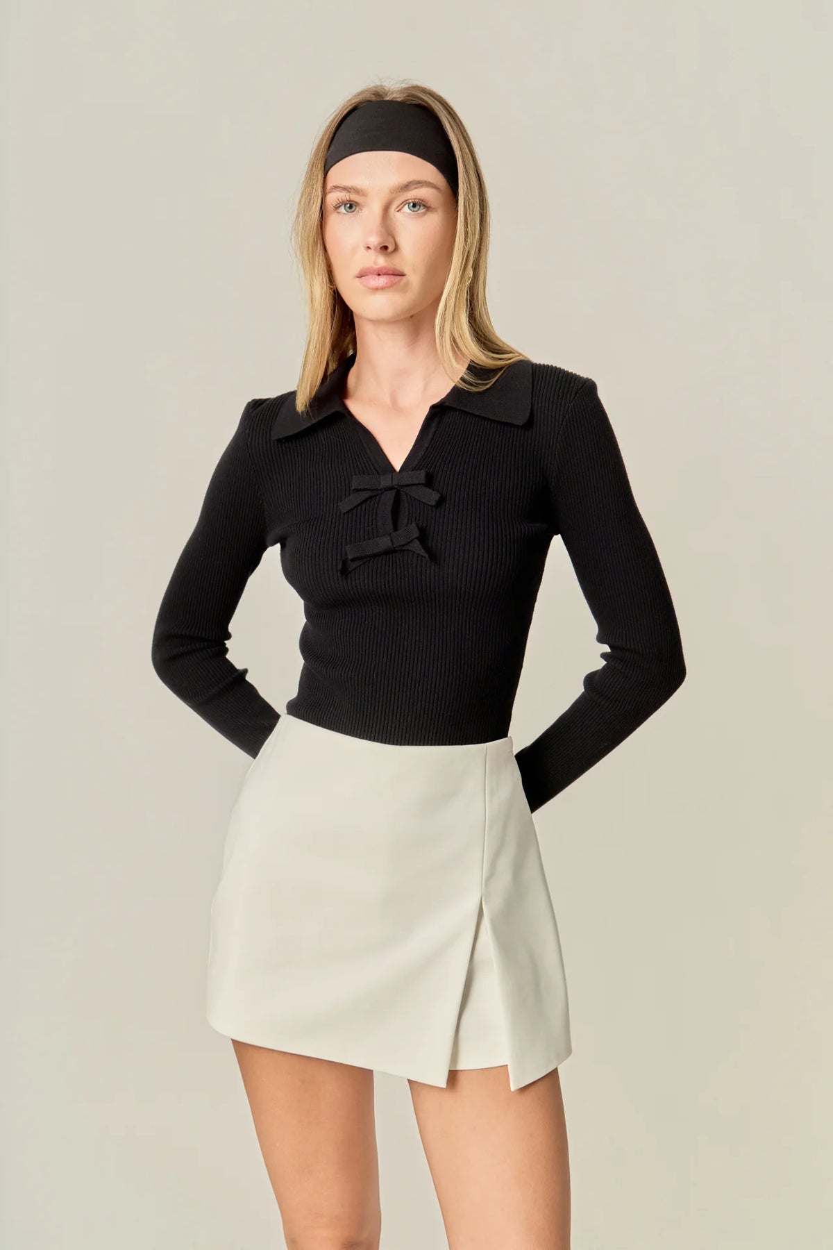 Penny Slit Detail Skort White