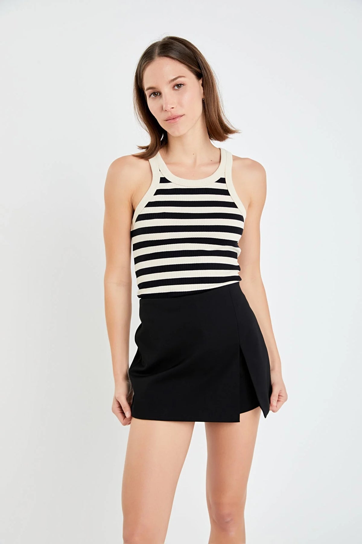 Penny Slit Detail Skort Black