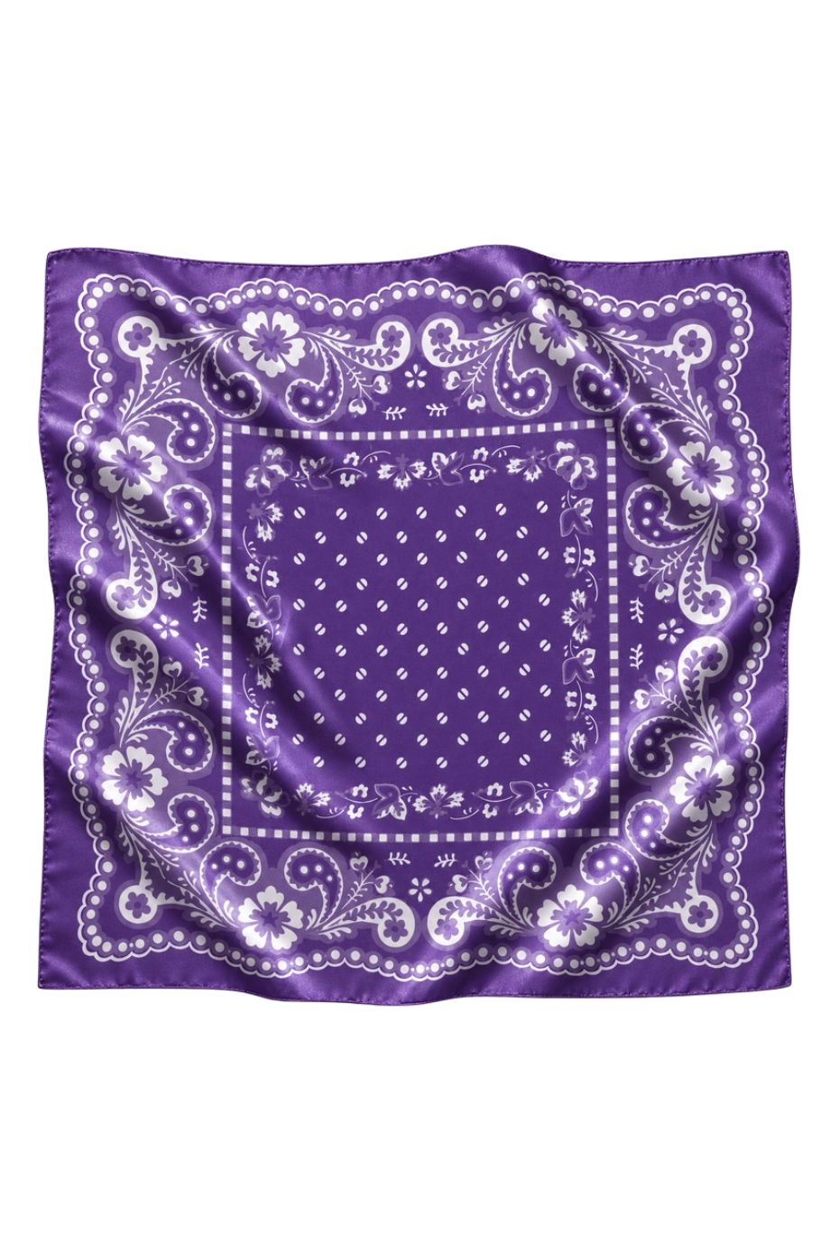 Purple + White Bandana Print Scarf 32"