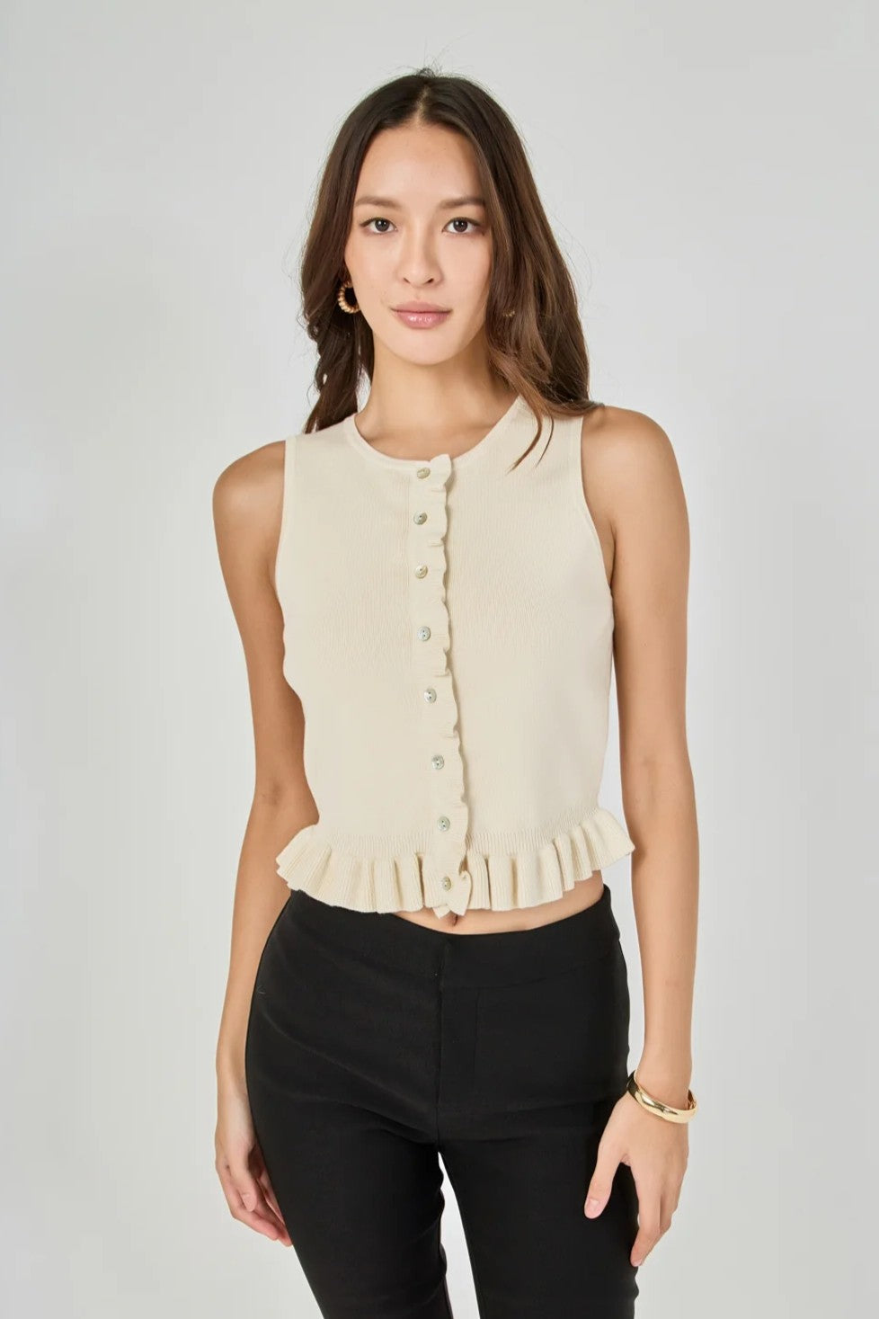 Royce Ruffle Trim Sweater Vest