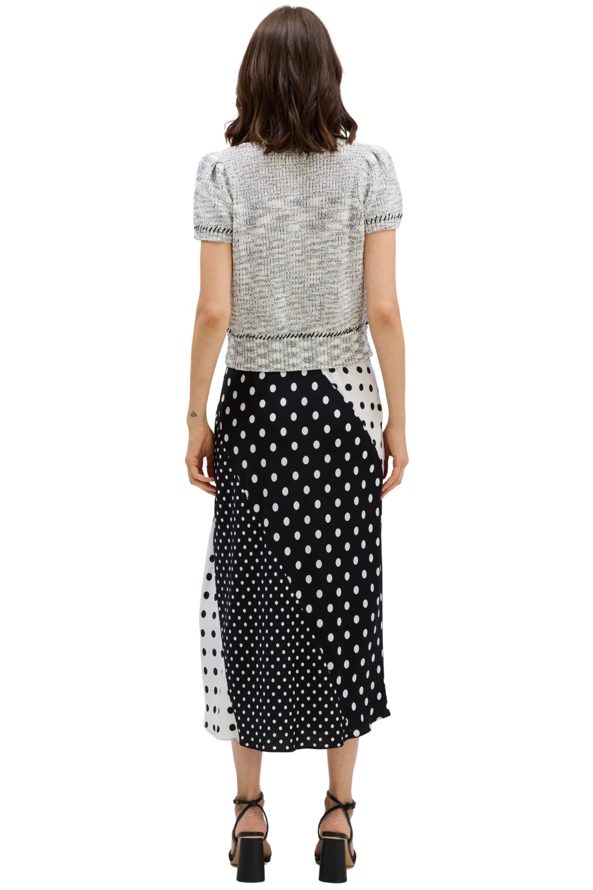 Short Sleeve Gia Cardigan White / Black