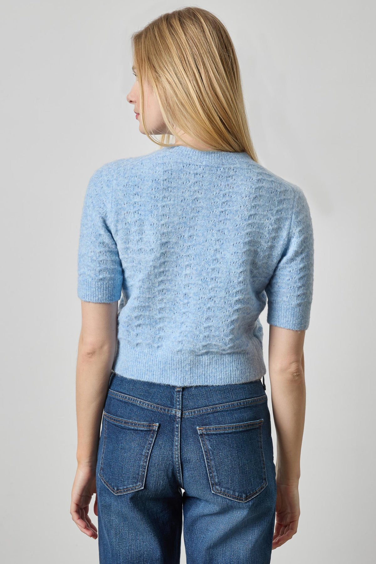 Short Sleeve Crewneck Cardigan Clearwater