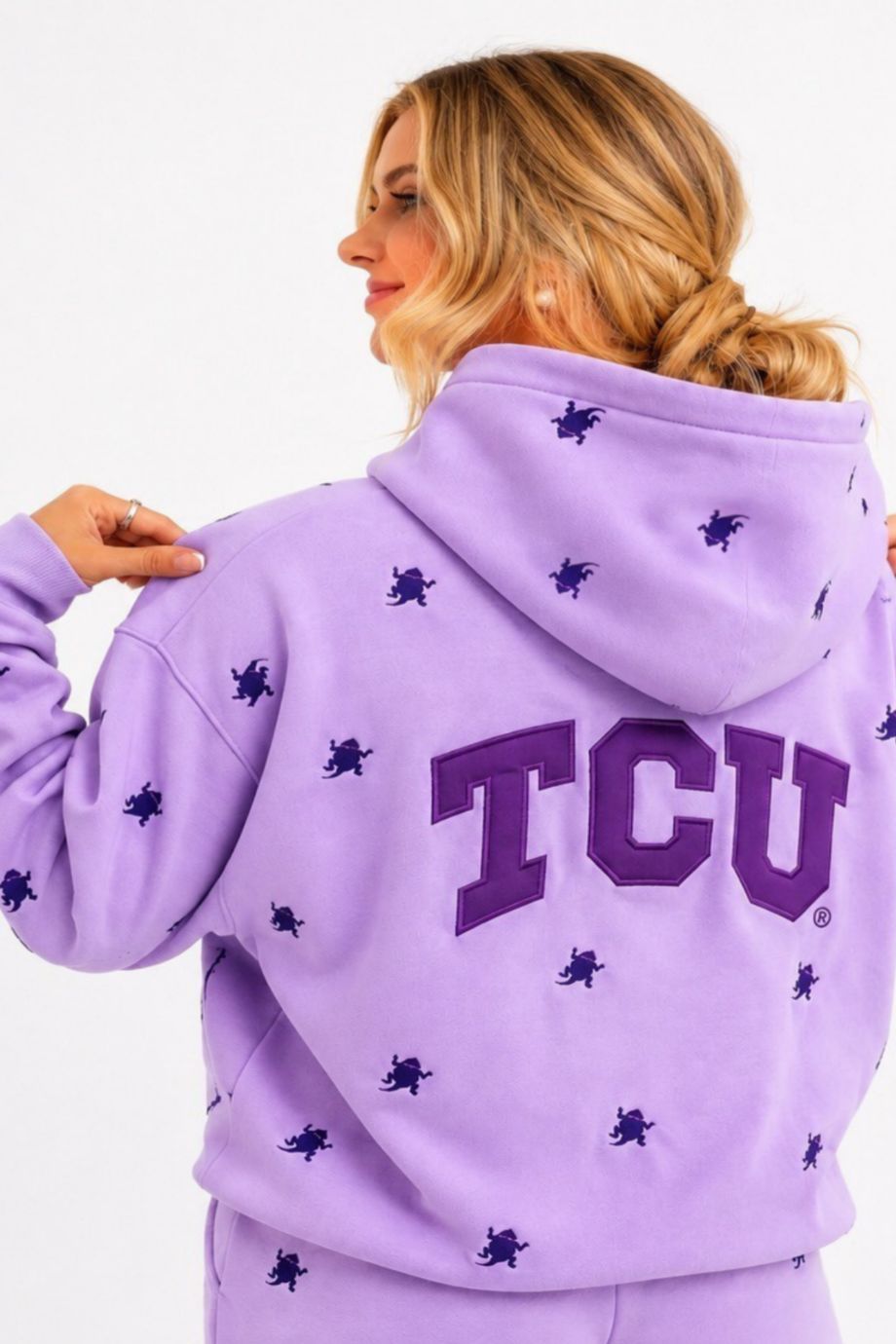 TCU Frog Embroidered Fleece Hoodie