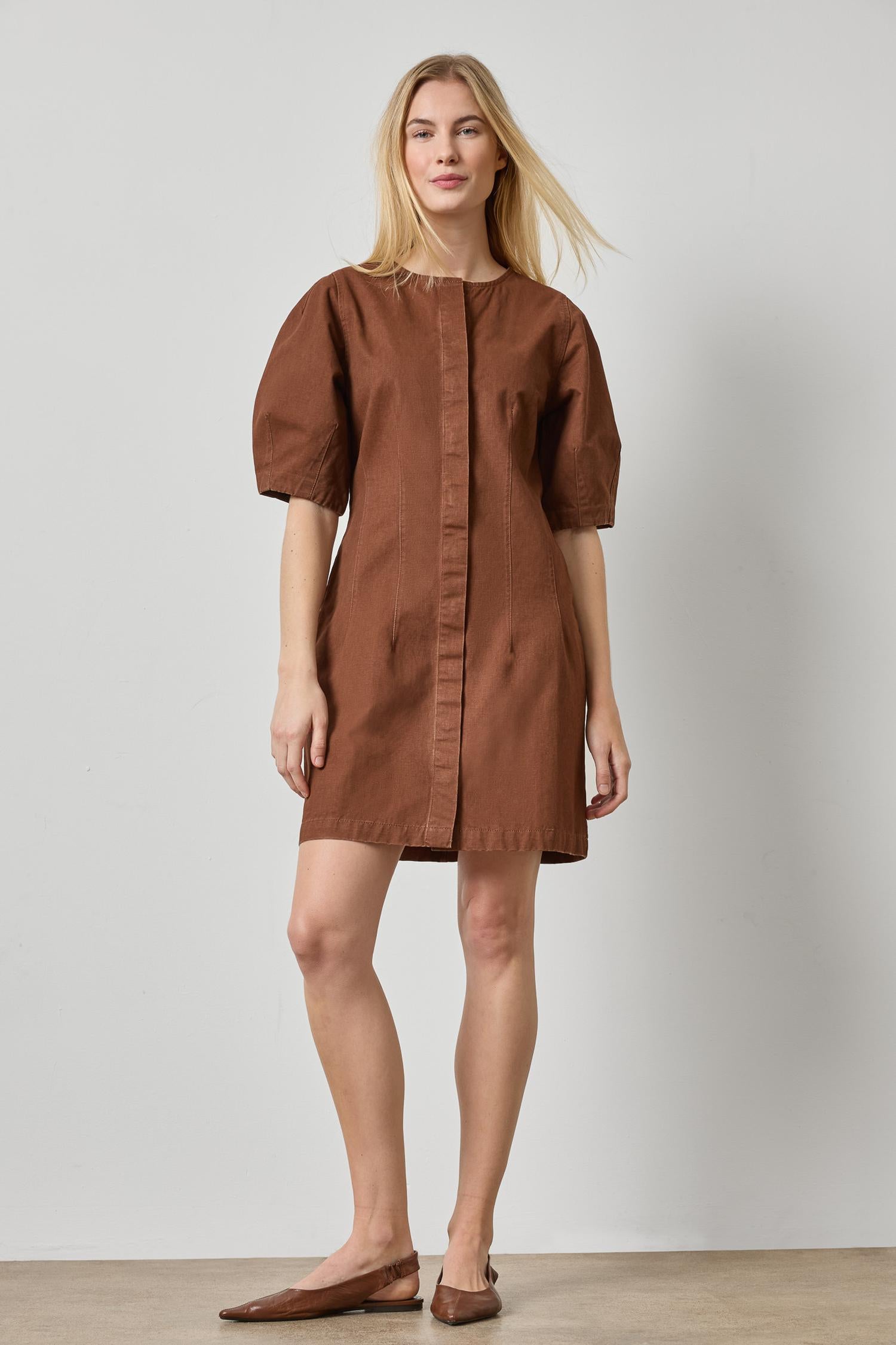 Washed Twill Full Sleeve Shirt Dress