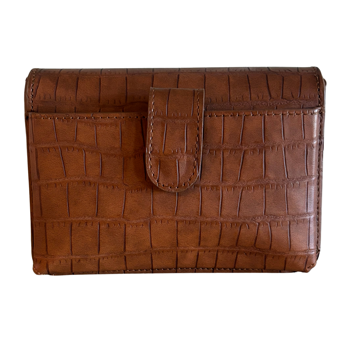 Brown Luxe Croc Crossbody Bag