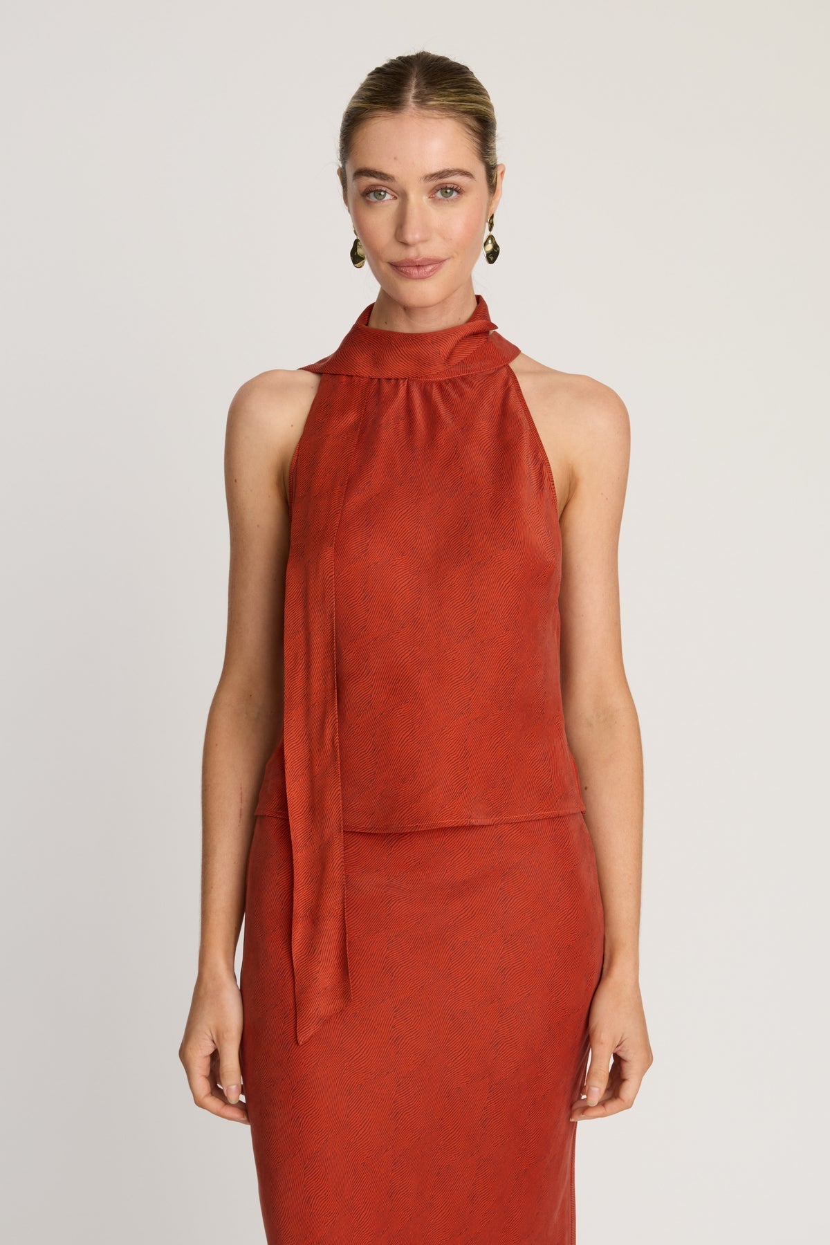 Aiko Wood Grain Halter Top by Caballero Collection