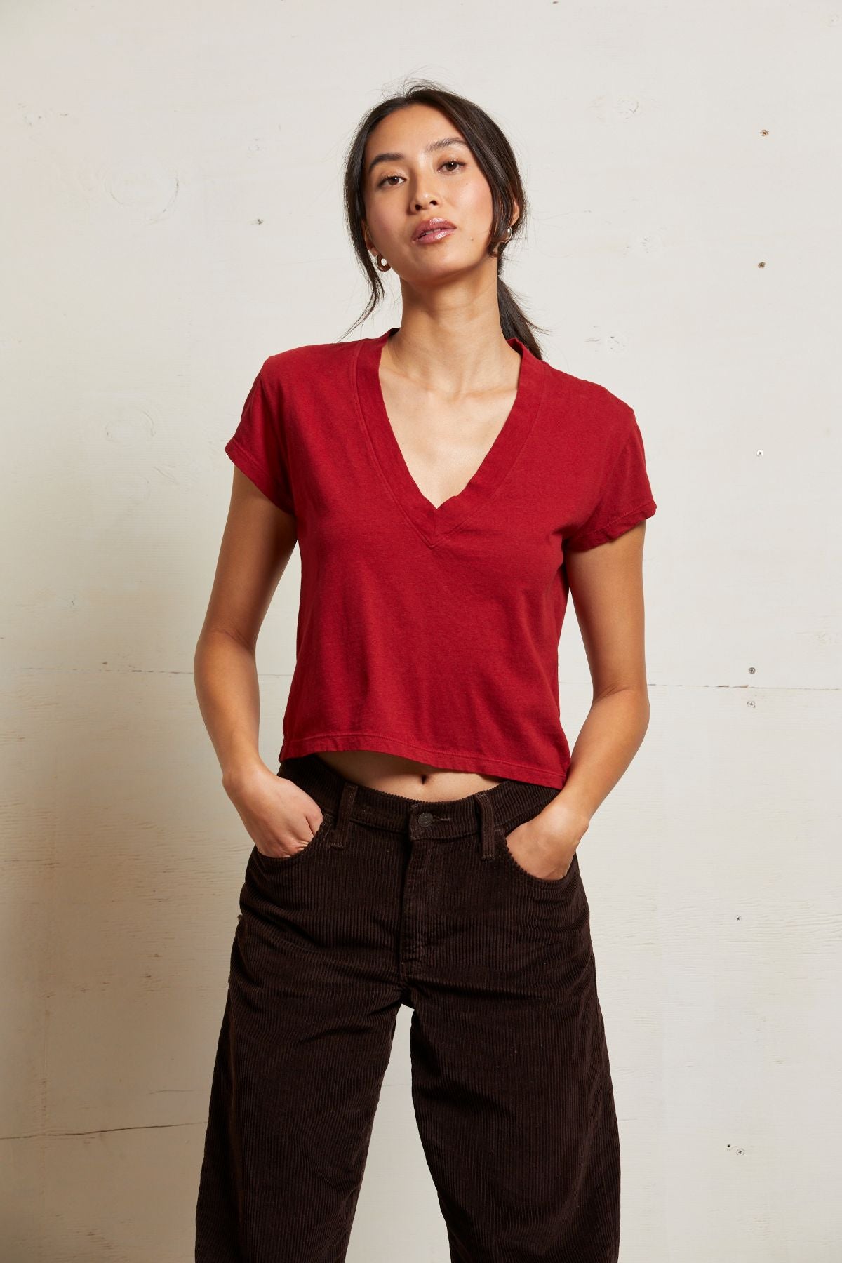 Alanis Recycled Cotton V - Neck Tee - perfectwhitetee - COLOR GAME