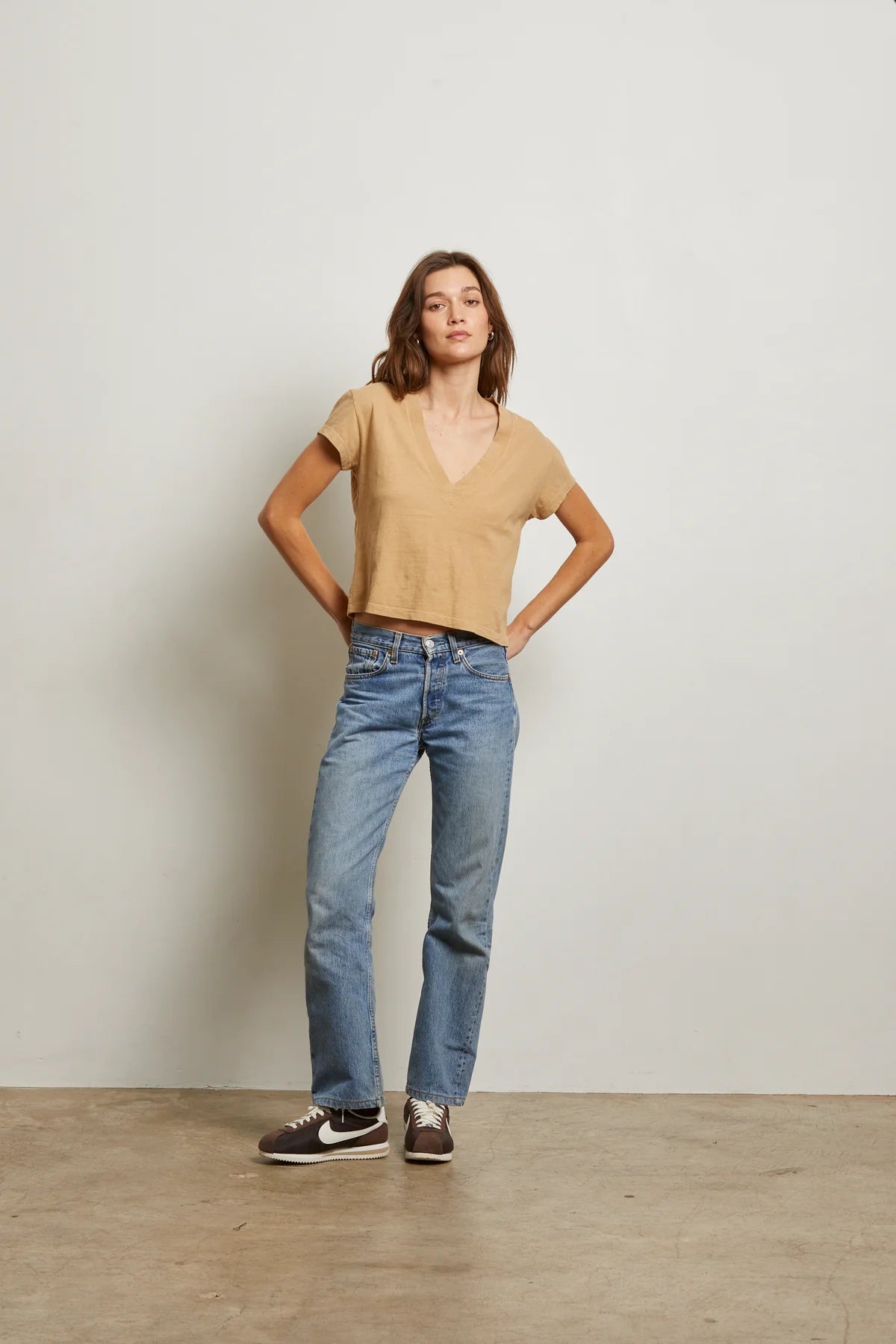 Alanis Recycled Cotton V - Neck Tee - perfectwhitetee - COLOR GAME