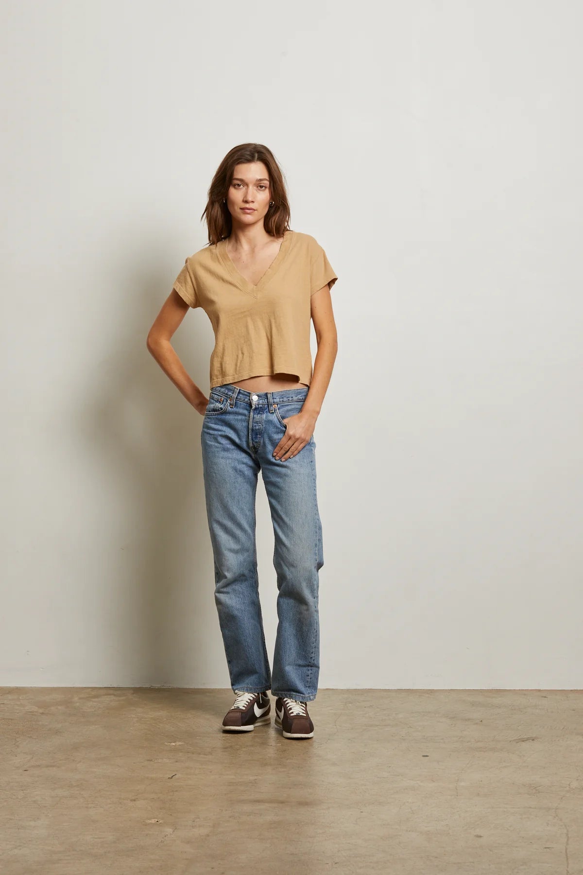 Alanis Recycled Cotton V - Neck Tee - perfectwhitetee - COLOR GAME