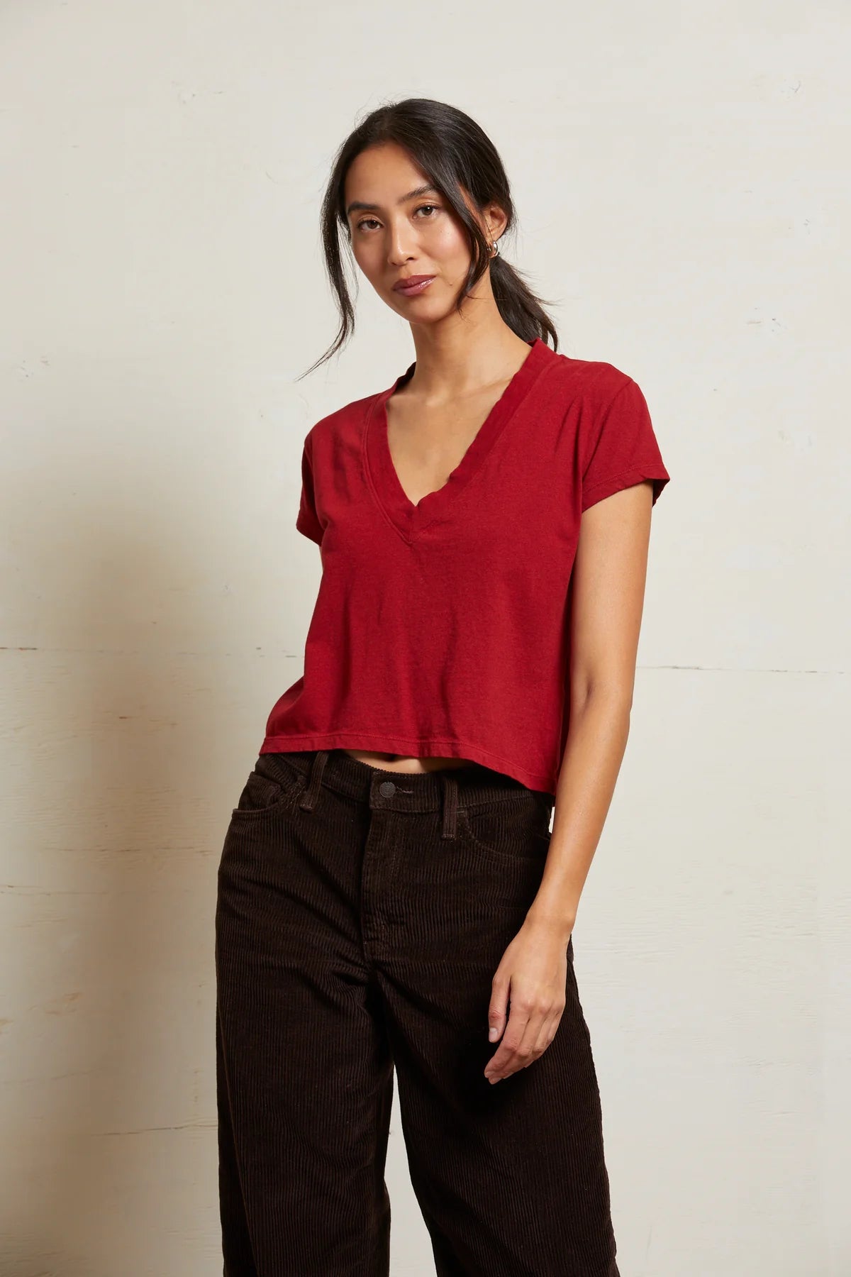 Alanis Recycled Cotton V - Neck Tee - perfectwhitetee - COLOR GAME