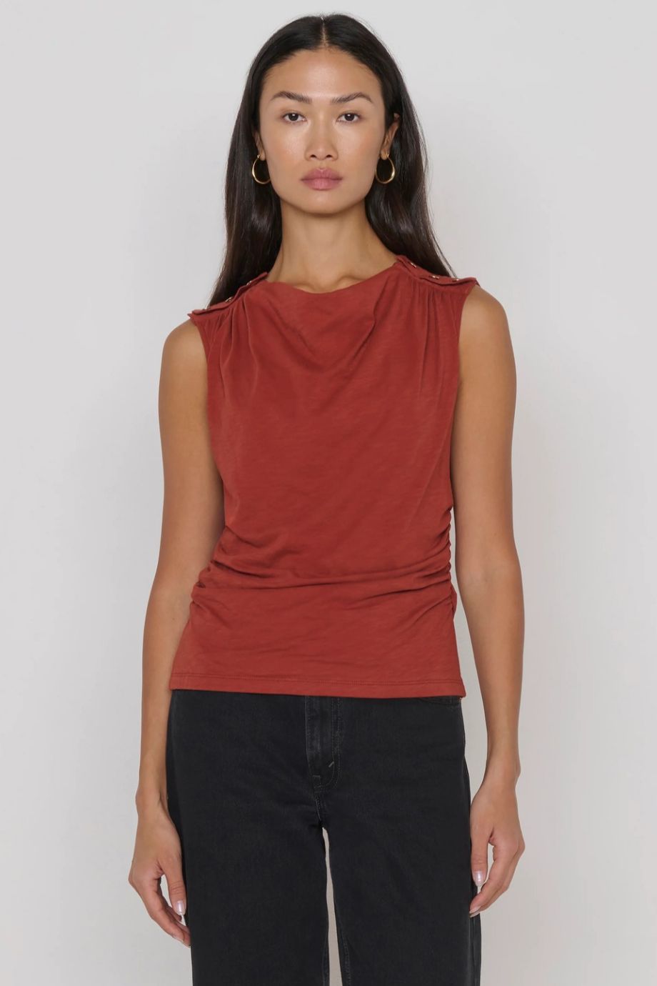 Alexia Cowl Neck Ruched Top Chestnut - Nation Los Angeles - COLOR GAME