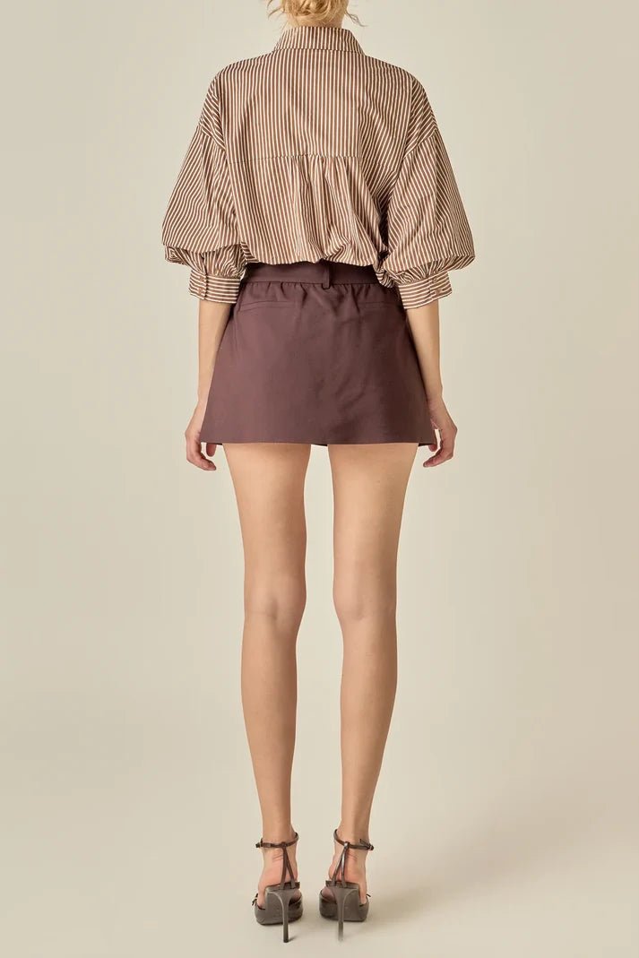 Alix Striped Balloon Sleeve Blouse Brown - English Factory - COLOR GAME