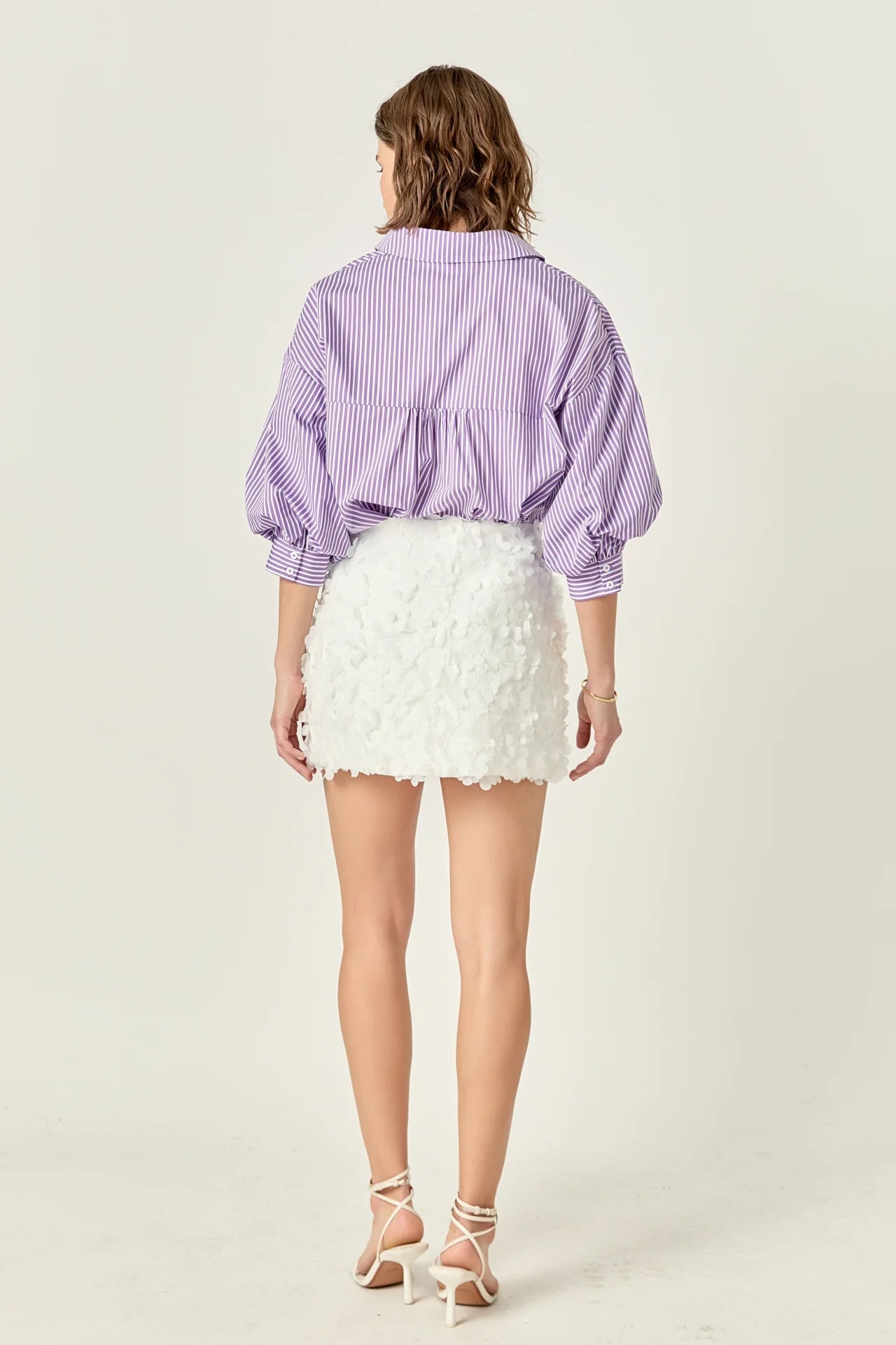 Alix Striped Balloon Sleeve Blouse Lavender - FINAL SALE - English Factory - COLOR GAME
