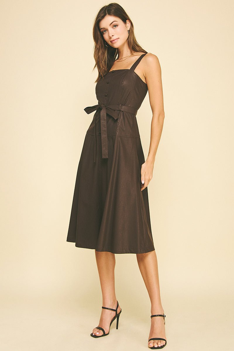 Allyn Faux Leather Midi Dress - Pinch - COLOR GAME