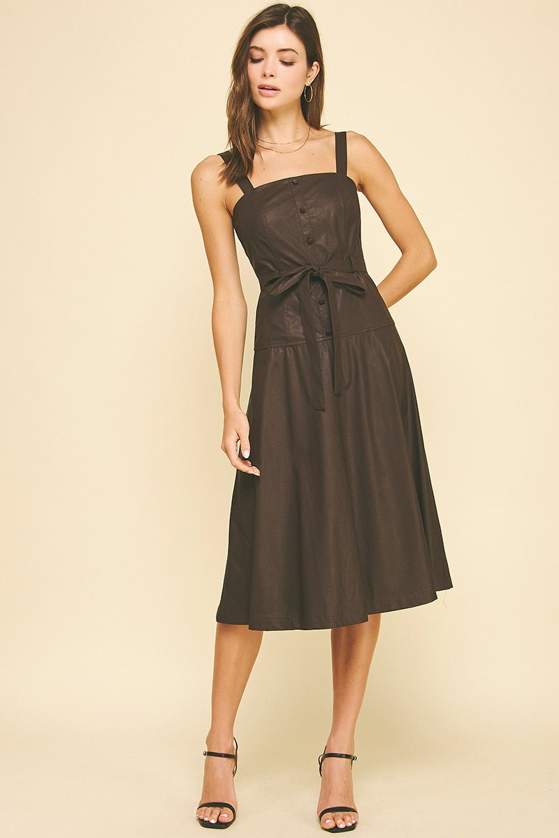 Allyn Faux Leather Midi Dress - FINAL SALE Allyn Faux Leather Midi Dress - FINAL SALE
