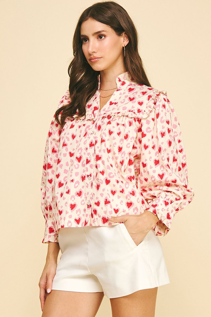 Amélie Heart Print Blouse - Pinch - COLOR GAME