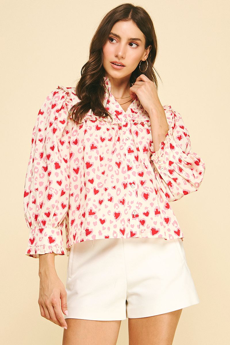 Amélie Heart Print Blouse - Pinch - COLOR GAME