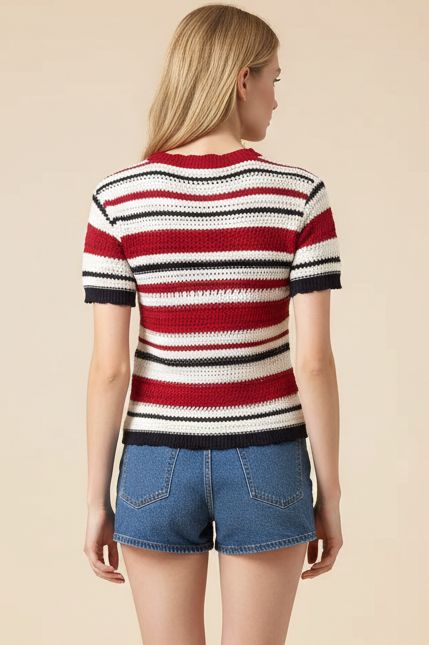 Americana Stripe Crochet Sweater - Pinch - COLOR GAME