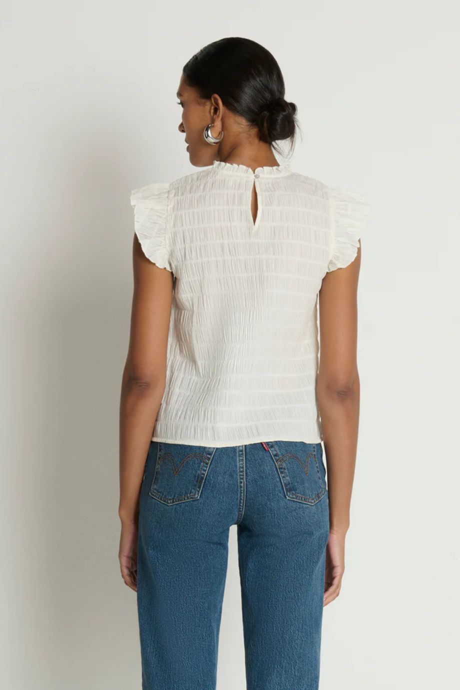 Ashley Ruffle Tank – Porcelain - Nation Los Angeles - COLOR GAME