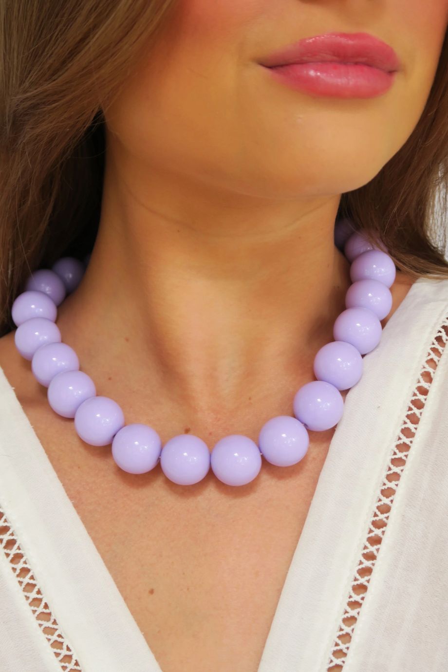 Barbados Beaded Collar Necklace Lavender - Accessory Concierge - COLOR GAME