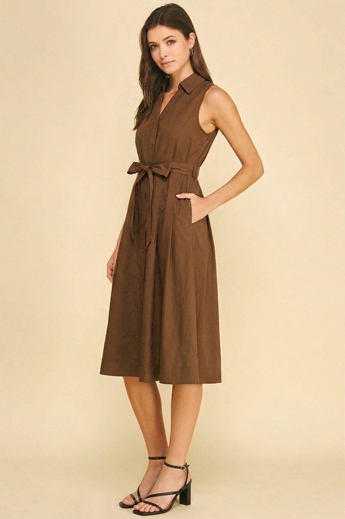 Barton Sleeveless Midi Shirt Dress - Pinch - COLOR GAME
