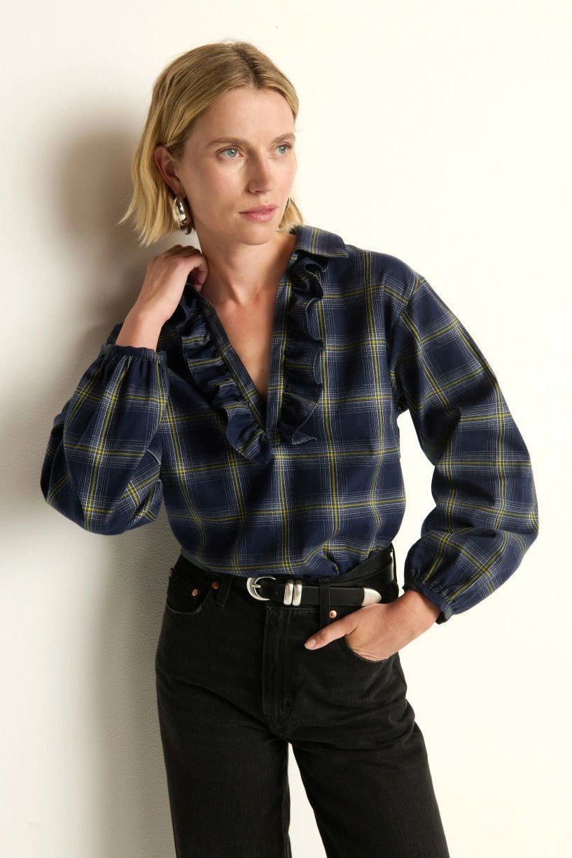 Beckett Ruffle Neck Blouse - Nation Los Angeles - COLOR GAME