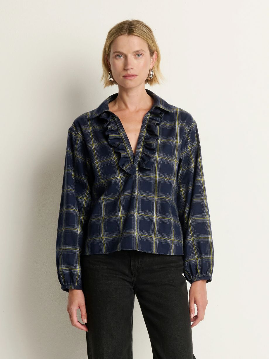 Beckett Ruffle Neck Blouse - Nation Los Angeles - COLOR GAME
