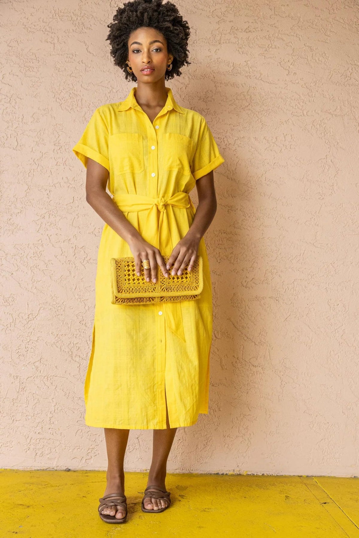 belted jersey dress Shirt Saffron / X-Small first date