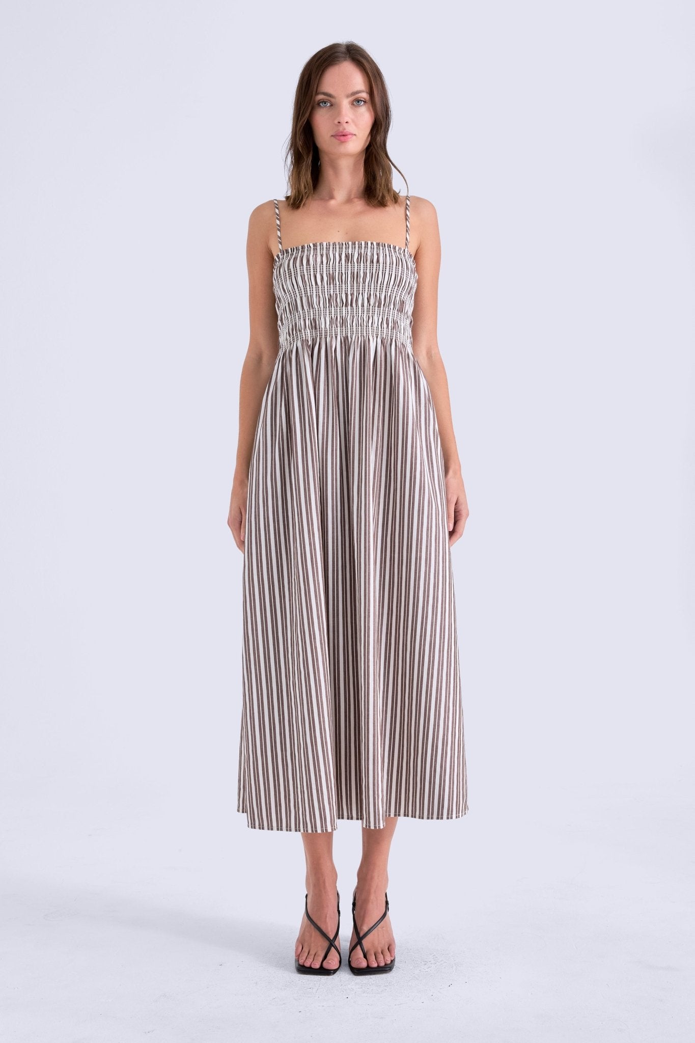 Bianca Shirred Bodice Dress - Pistola - COLOR GAME