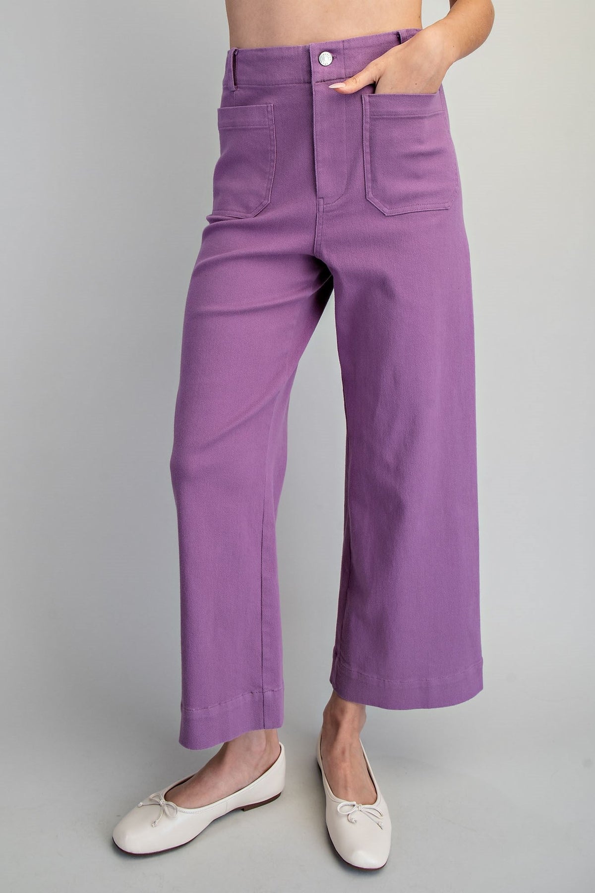 Blythe Cropped Wide Leg Denim Pants Sugarplum - Color Game - COLOR GAME