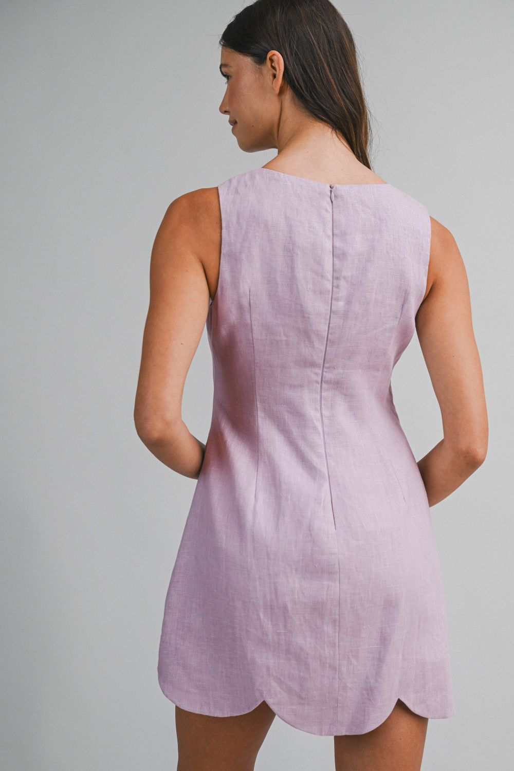 Bridgette Lavender Linen Mini Dress - Mable - COLOR GAME