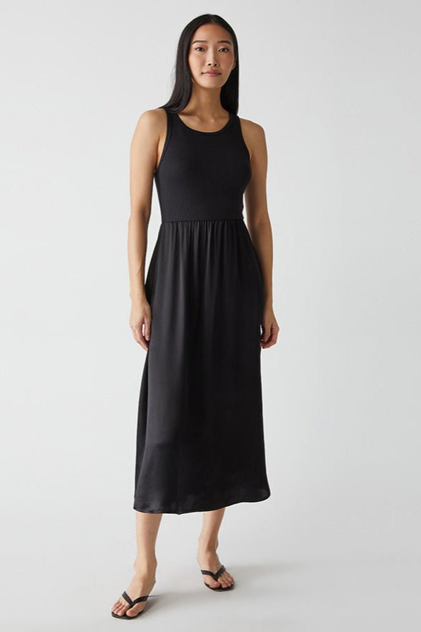 Bridgette Mixed Fabric Midi Dress - Michael Stars - COLOR GAME