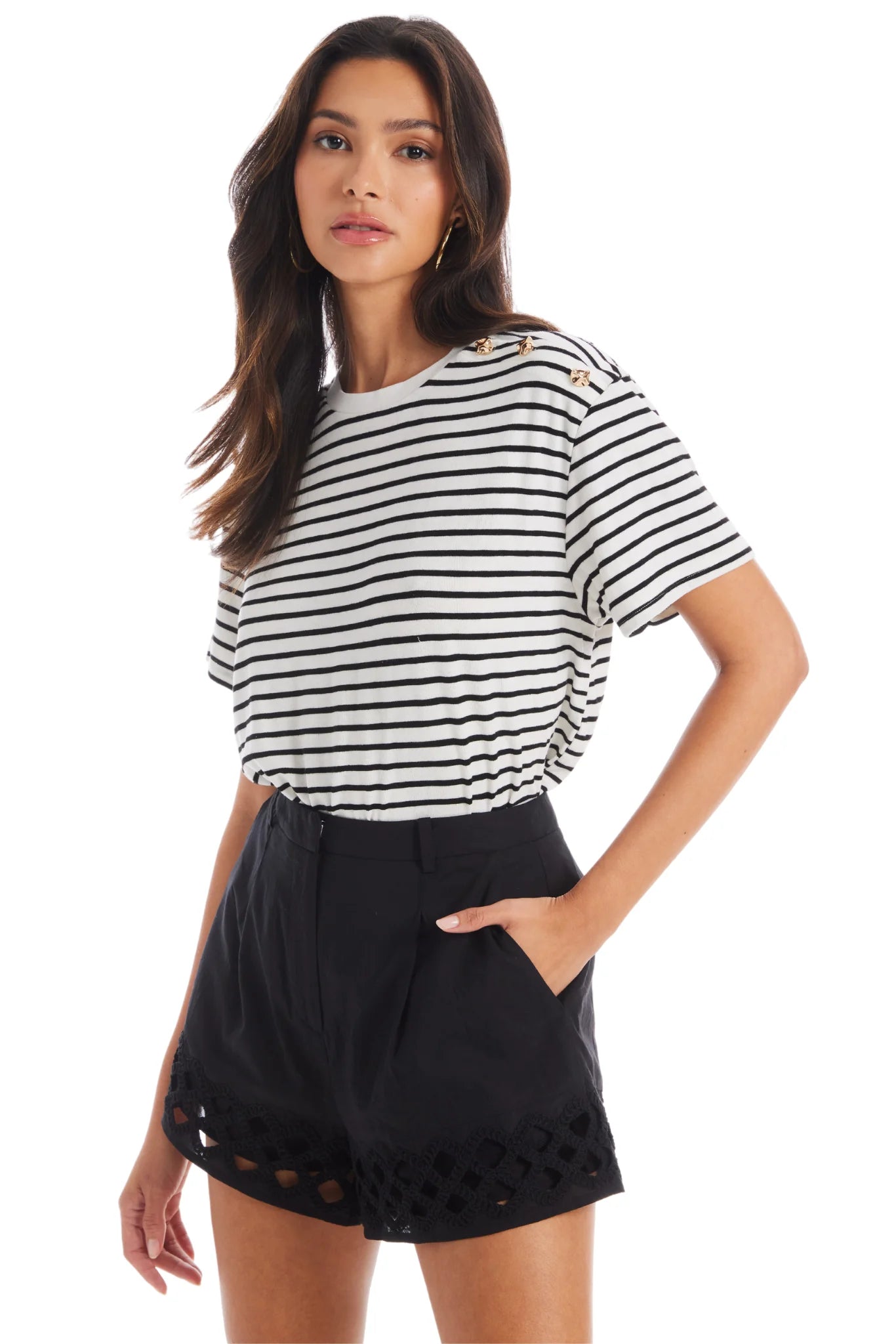 Camila Black Cut - Out Shorts - Allison New York - COLOR GAME