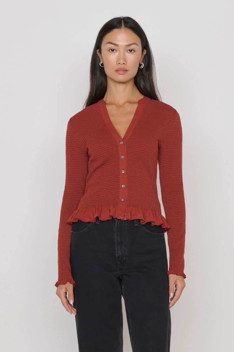 Candace Smocked Peplum Top Chestnut - Nation Los Angeles - COLOR GAME