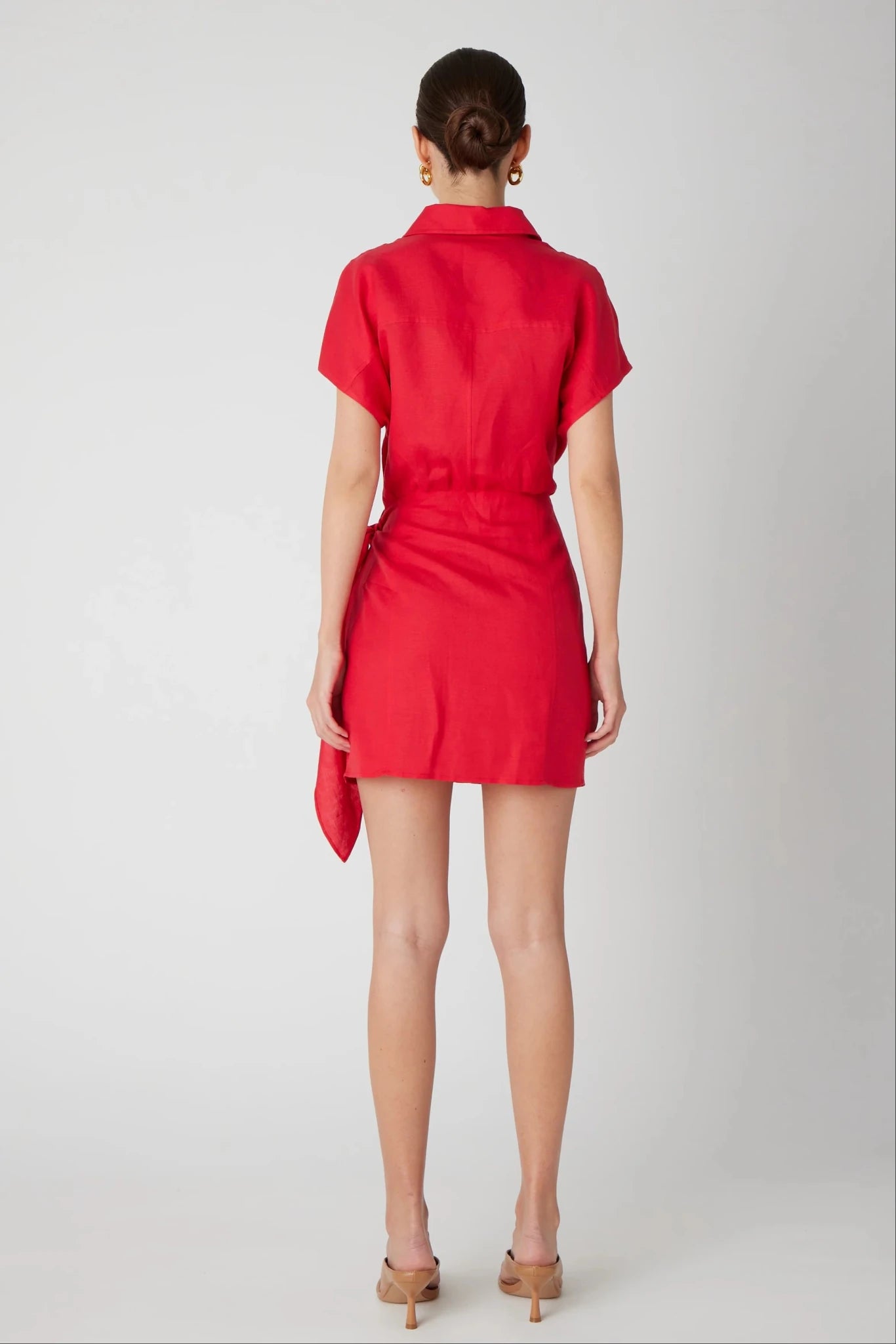 Carson Red Linen Shirt Dress - JS71 - COLOR GAME