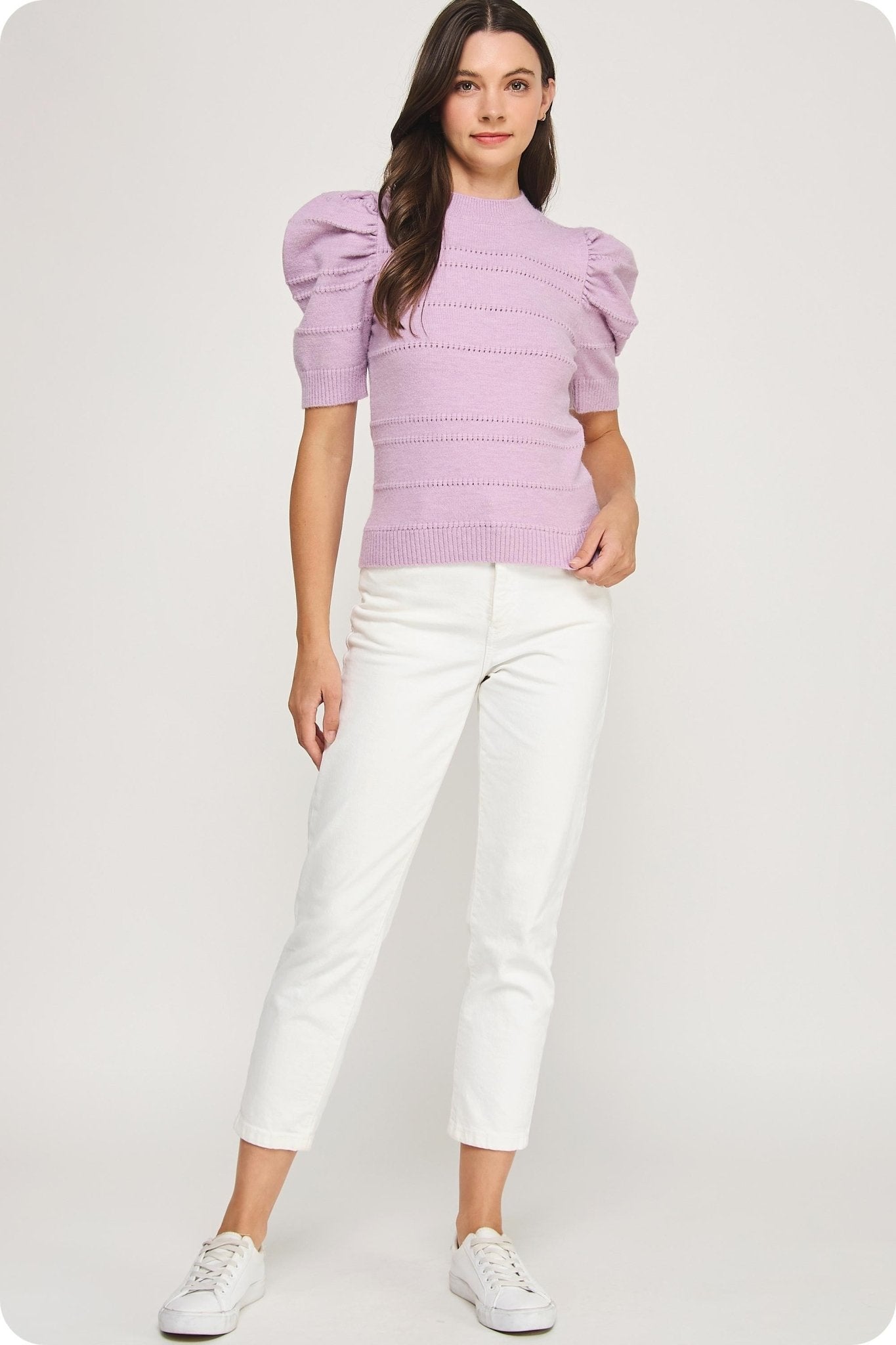 Carter Mock Neck Pointelle Knit Sweater - Color Game - COLOR GAME