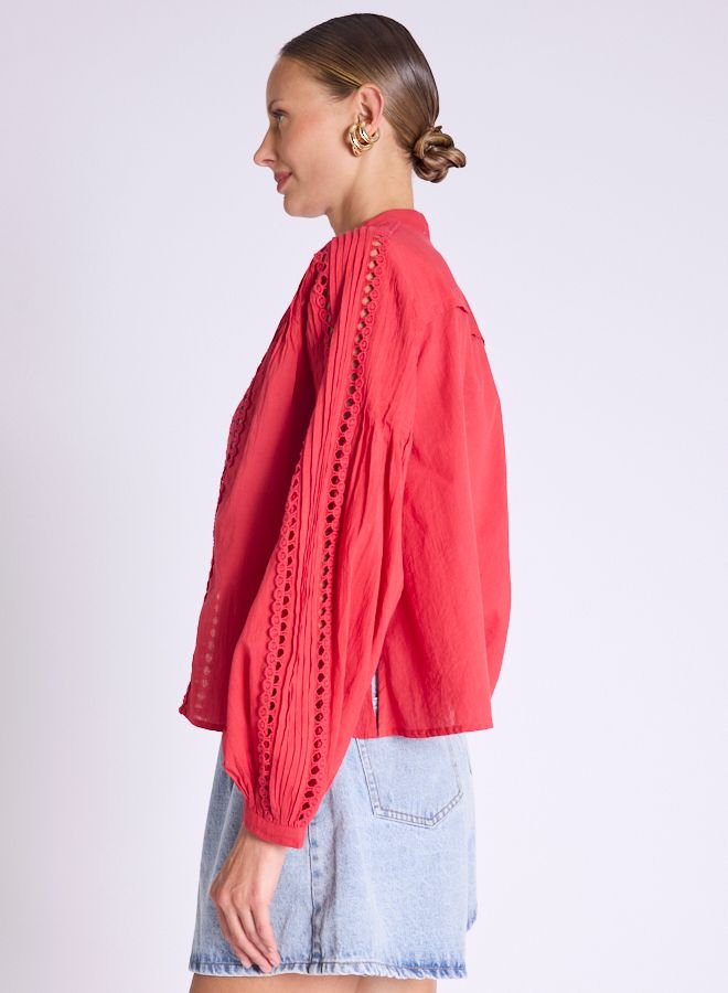Celinda Embroidered Blouse Coral - Berenice - COLOR GAME