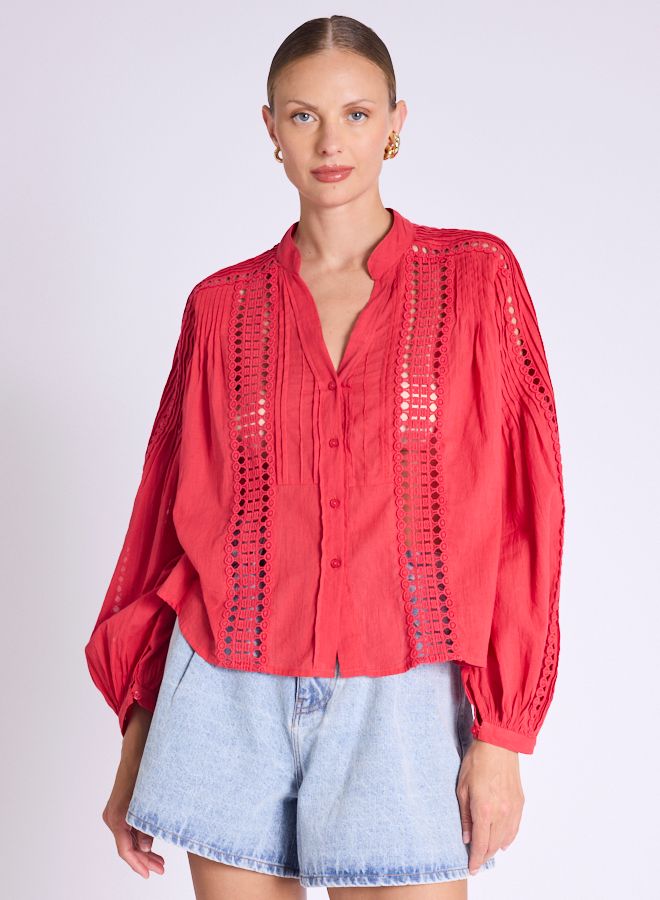 Celinda Embroidered Blouse Coral - Berenice - COLOR GAME