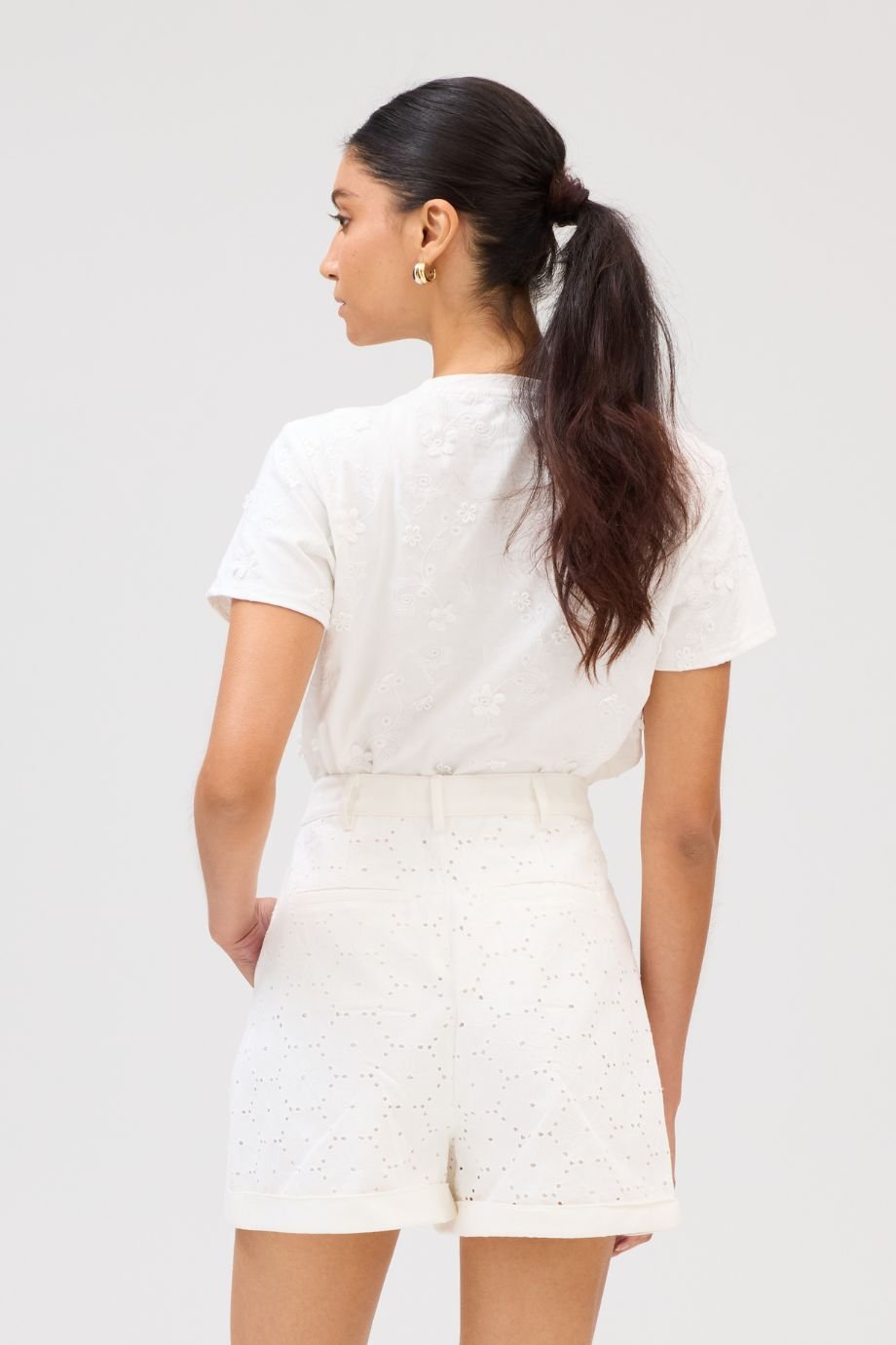 Chloe White Eyelet Shorts - Allison New York - COLOR GAME