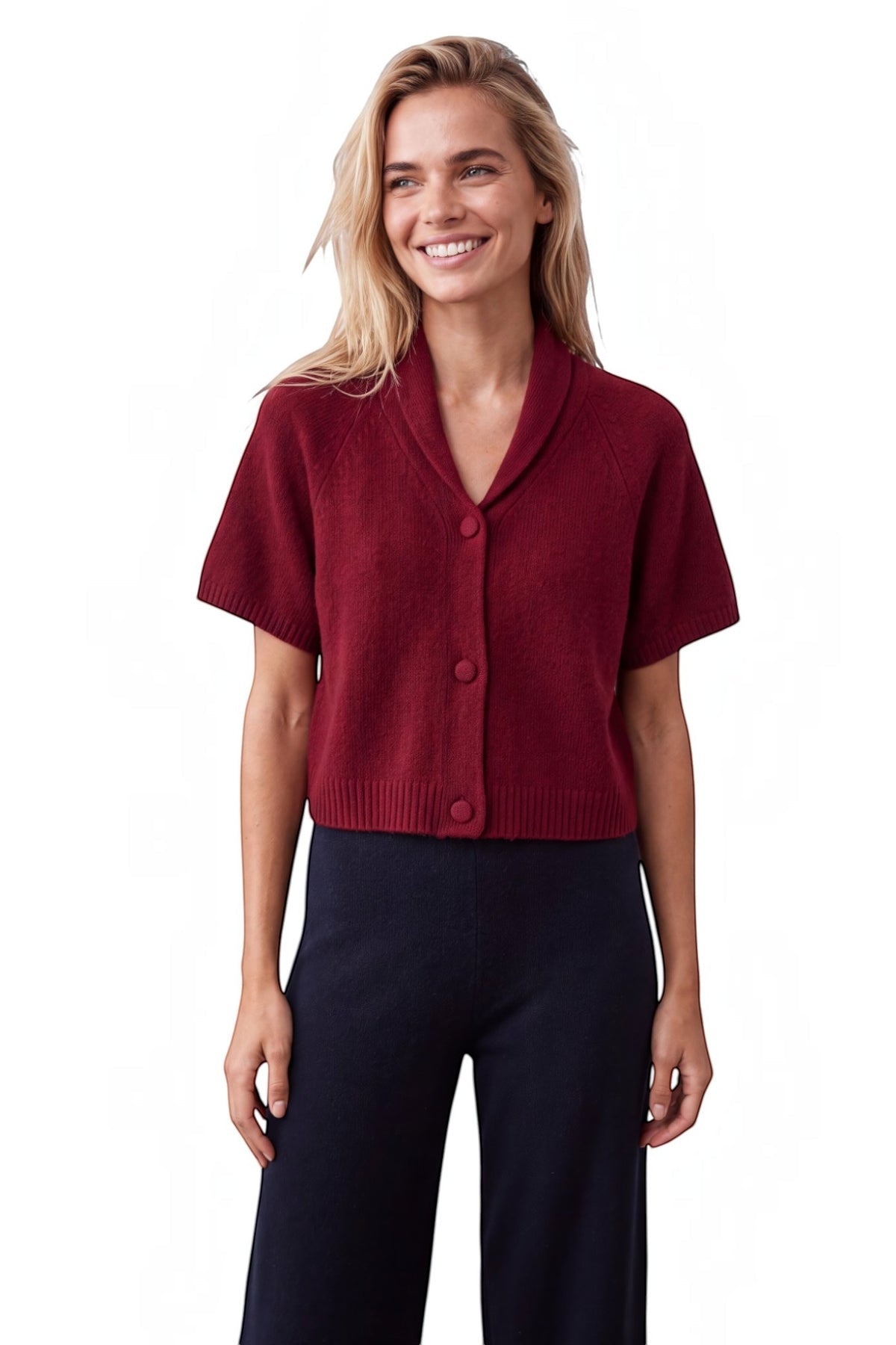 Christina Cherry Lacquer Cashmere Cardigan - Brodie Cashmere - Color Game